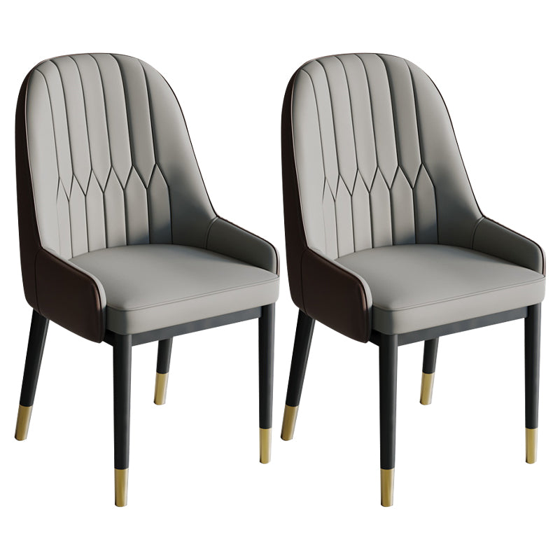 Glam Style Dining Chair Leather Parsons Side Chair for Living Room