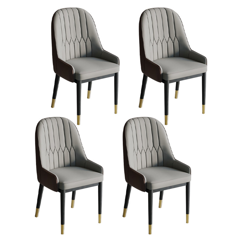 Glam Style Dining Chair Leather Parsons Side Chair for Living Room
