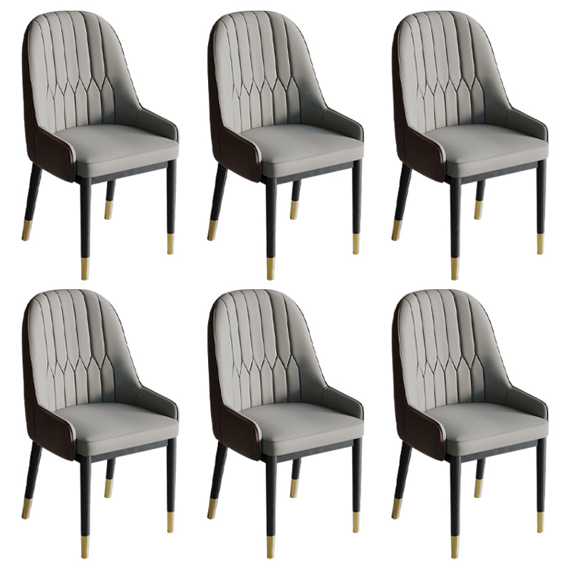 Glam Style Dining Chair Leather Parsons Side Chair for Living Room