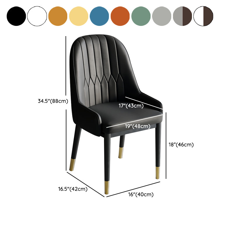 Glam Style Dining Chair Leather Parsons Side Chair for Living Room