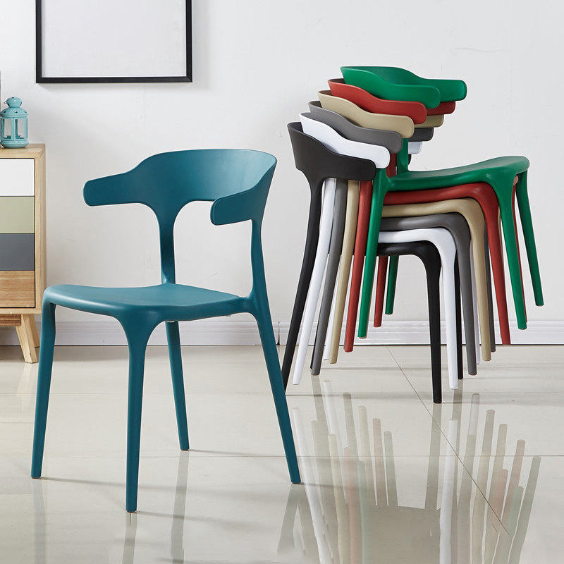 Modern Style Dining Chair Plastic Open Back Arm Chair for Living Room