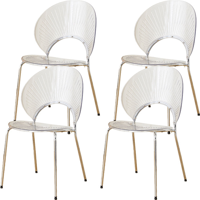 Nordic Style Plastic Armless Dining Chair for Dining Room, 17.7-inch Hight
