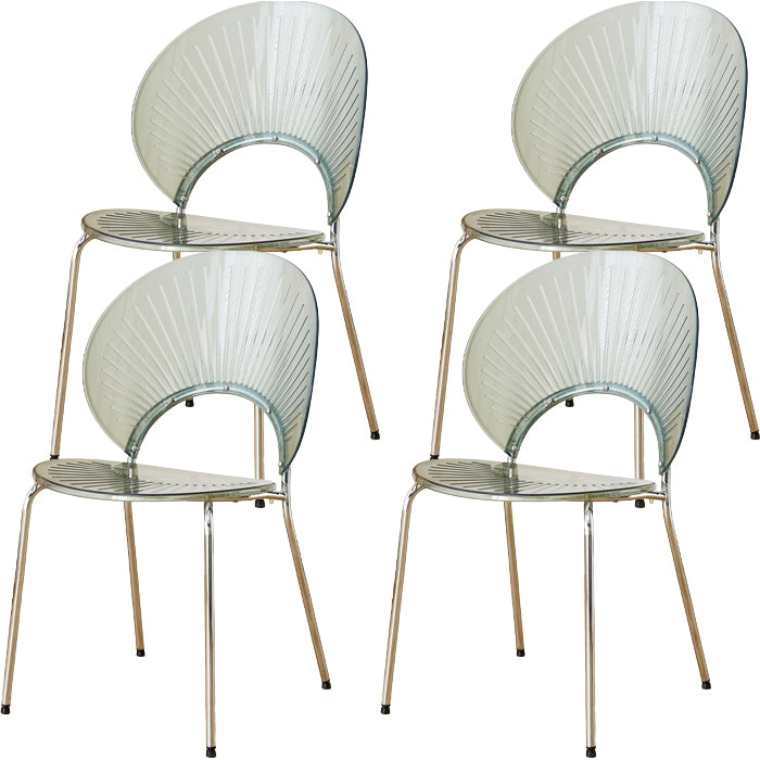 Nordic Style Plastic Armless Dining Chair for Dining Room, 17.7-inch Hight
