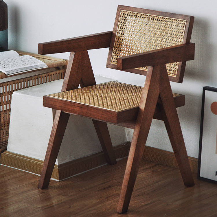 Nordic Style Solid Wood Arm Chair for Dining Room, 17" Height