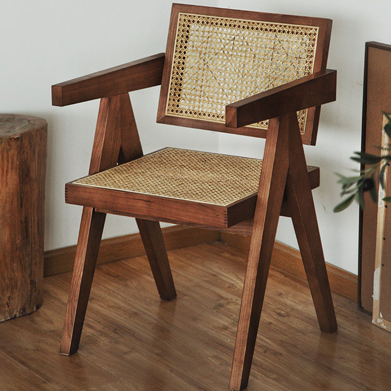 Nordic Style Solid Wood Arm Chair for Dining Room, 17" Height