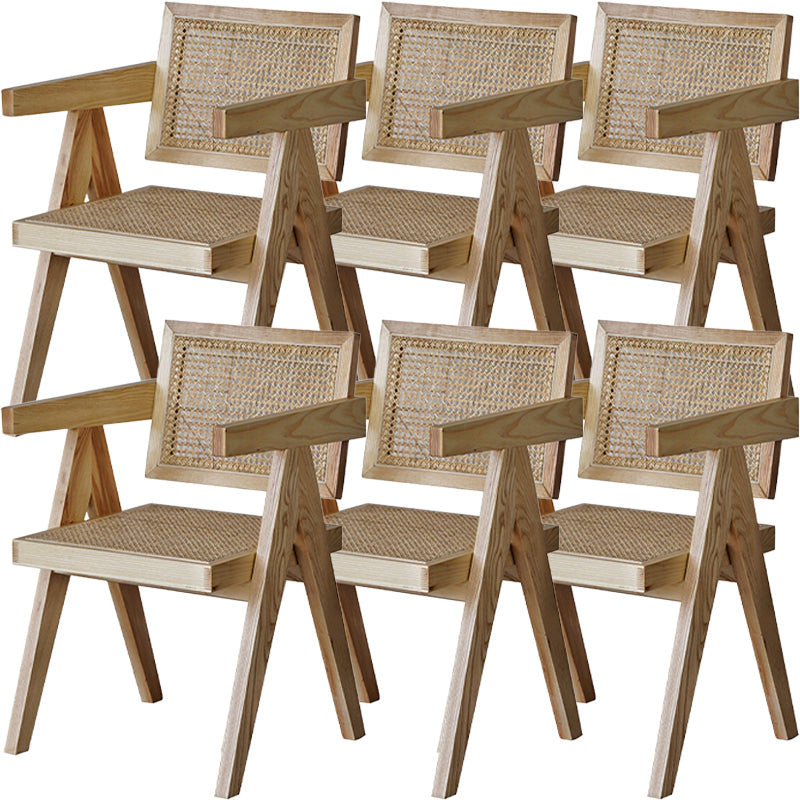Nordic Style Solid Wood Arm Chair for Dining Room, 17" Height