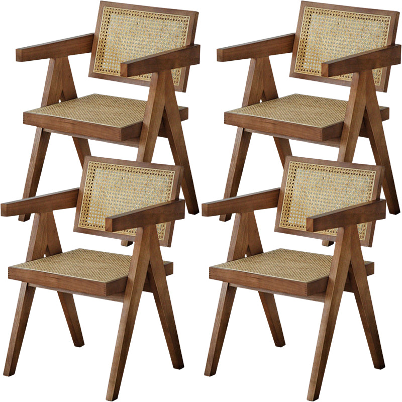 Nordic Style Solid Wood Arm Chair for Dining Room, 17" Height