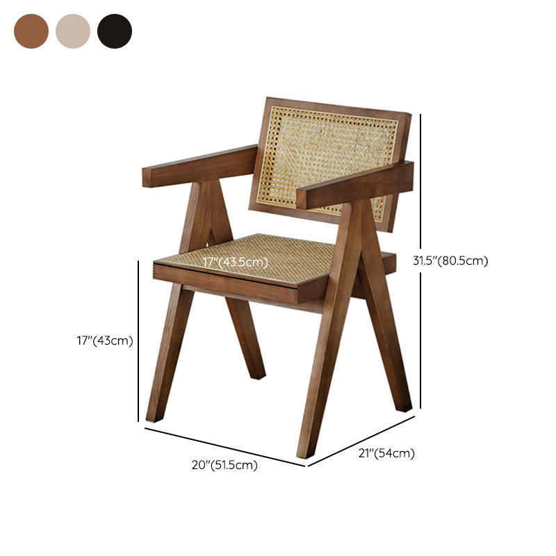 Nordic Style Solid Wood Arm Chair for Dining Room, 17" Height