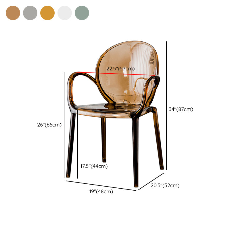 Nordic Style Acrylic Arm Dining Chair for Restaurant, 17-inch Height