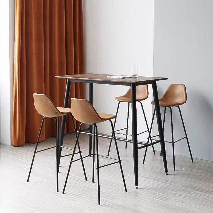 Modern Faux Leather Low Back Bucket Bar Stools with Metal Base