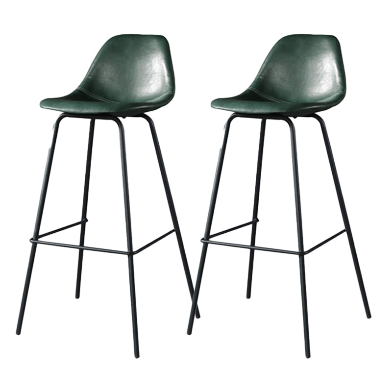 Modern Faux Leather Low Back Bucket Bar Stools with Metal Base