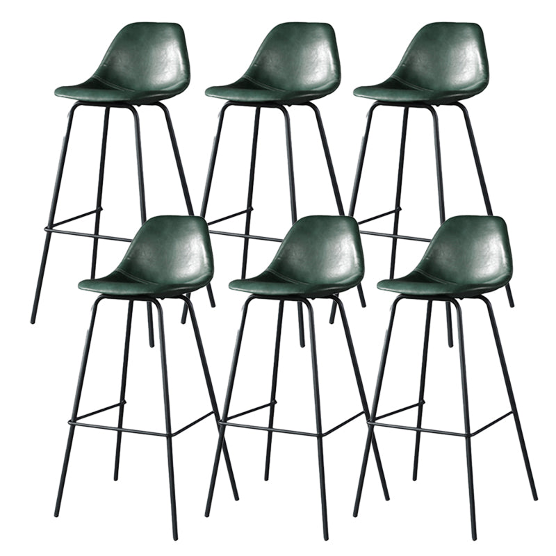 Modern Faux Leather Low Back Bucket Bar Stools with Metal Base