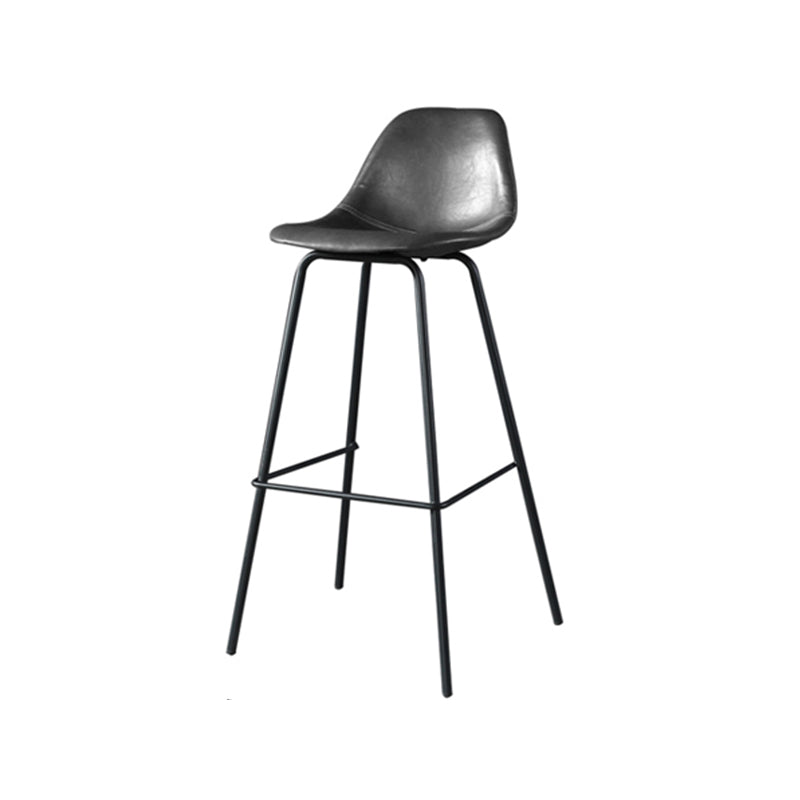 Modern Faux Leather Low Back Bucket Bar Stools with Metal Base
