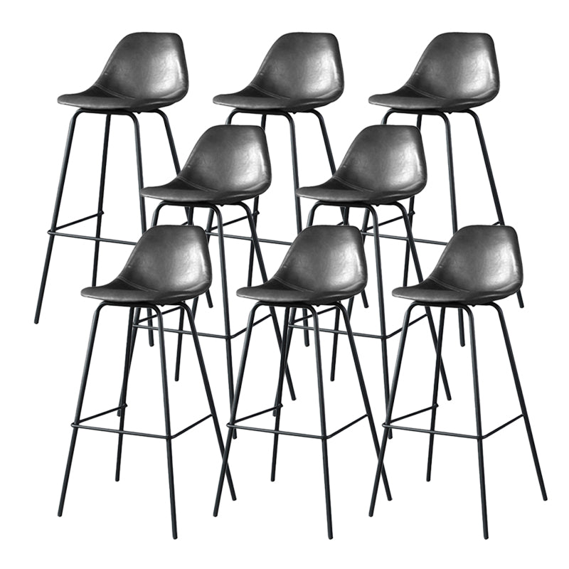Modern Faux Leather Low Back Bucket Bar Stools with Metal Base