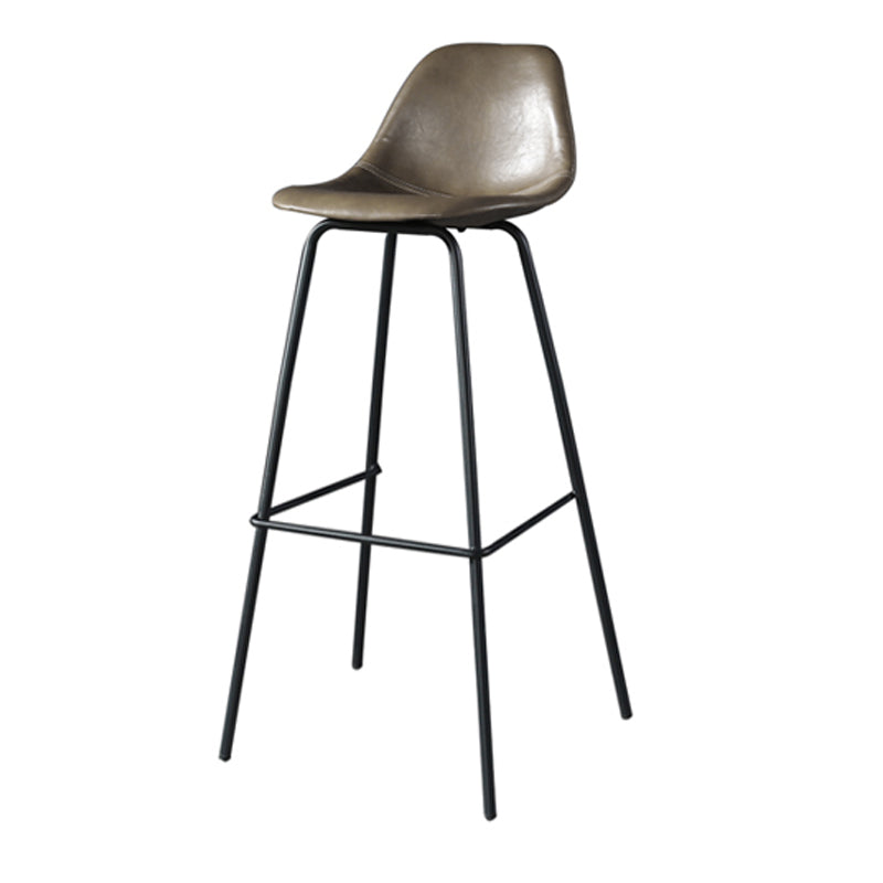 Modern Faux Leather Low Back Bucket Bar Stools with Metal Base