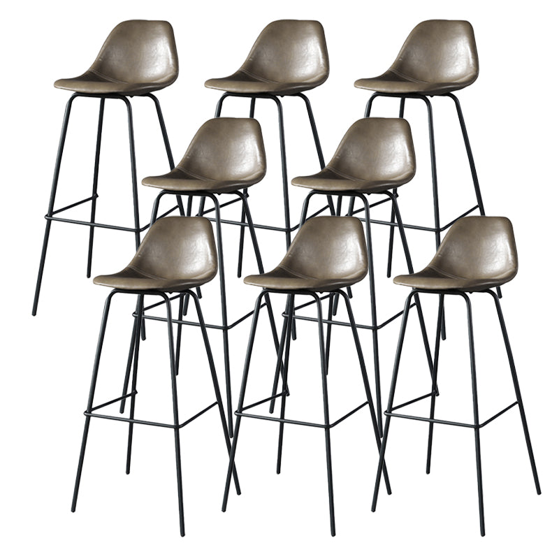 Modern Faux Leather Low Back Bucket Bar Stools with Metal Base