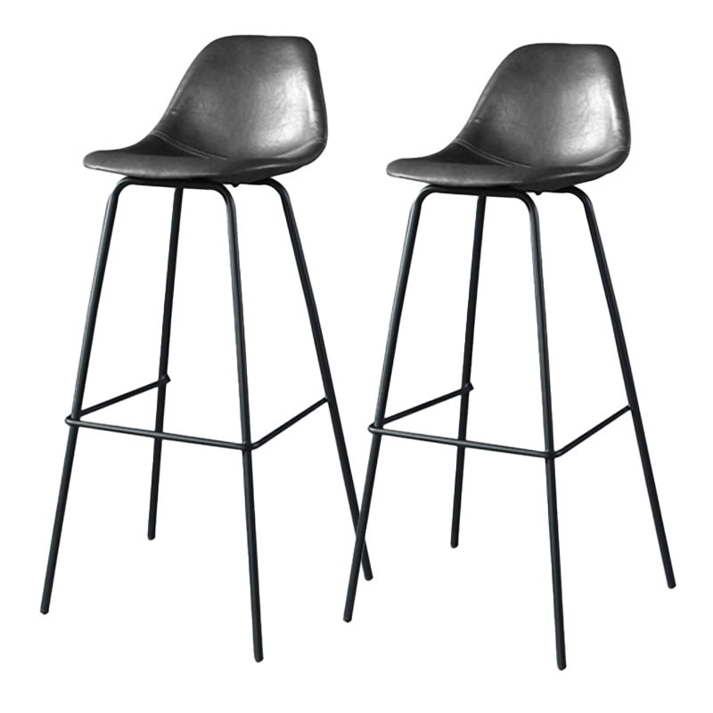 Modern Faux Leather Low Back Bucket Bar Stools with Metal Base