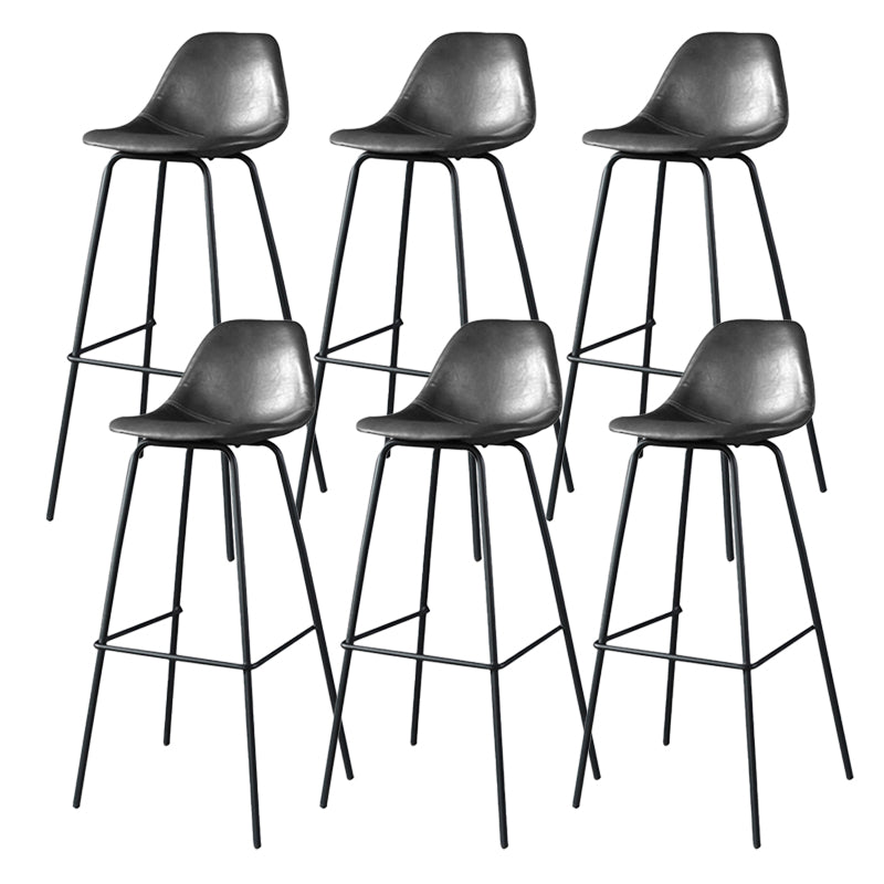 Modern Faux Leather Low Back Bucket Bar Stools with Metal Base