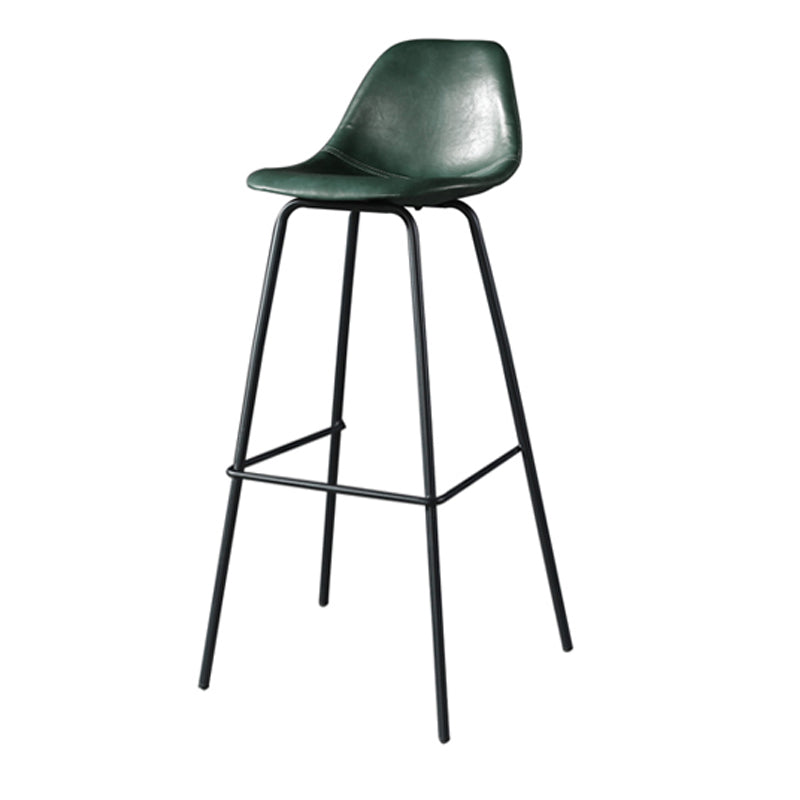 Modern Faux Leather Low Back Bucket Bar Stools with Metal Base