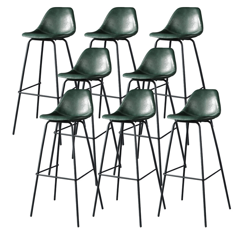 Modern Faux Leather Low Back Bucket Bar Stools with Metal Base