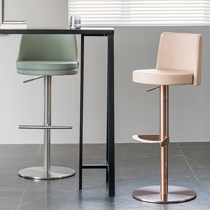 Modern Style Adjustable Counter Stool with Leather Cushion and Single Leg