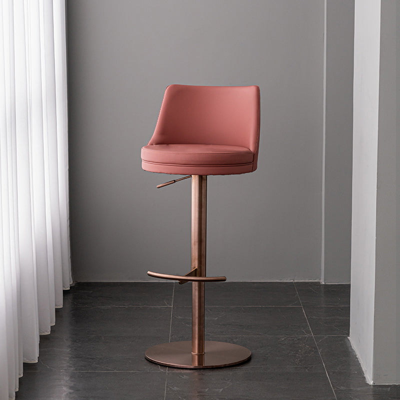 Modern Style Adjustable Counter Stool with Leather Cushion and Single Leg