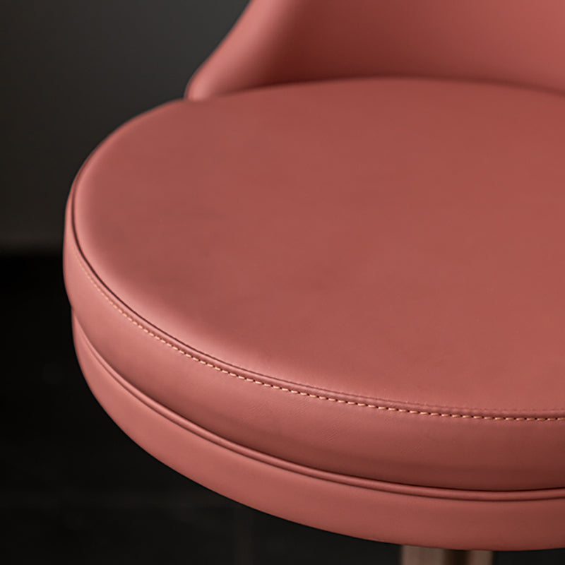 Modern Style Adjustable Counter Stool with Leather Cushion and Single Leg