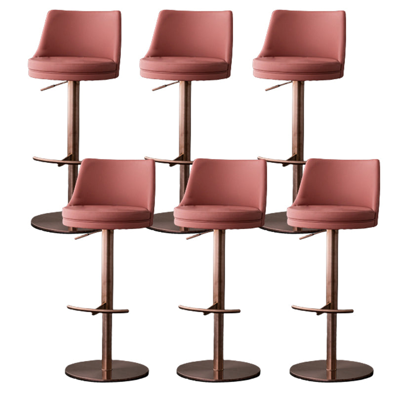 Modern Style Adjustable Counter Stool with Leather Cushion and Single Leg