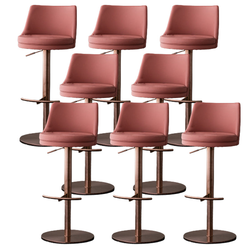 Modern Style Adjustable Counter Stool with Leather Cushion and Single Leg