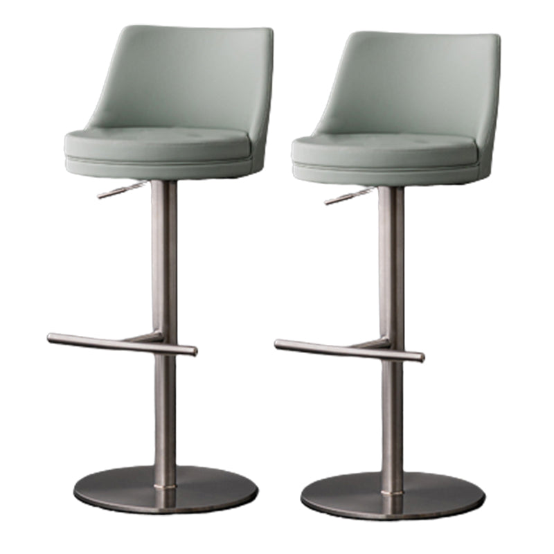 Modern Style Adjustable Counter Stool with Leather Cushion and Single Leg