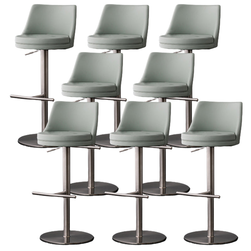 Modern Style Adjustable Counter Stool with Leather Cushion and Single Leg