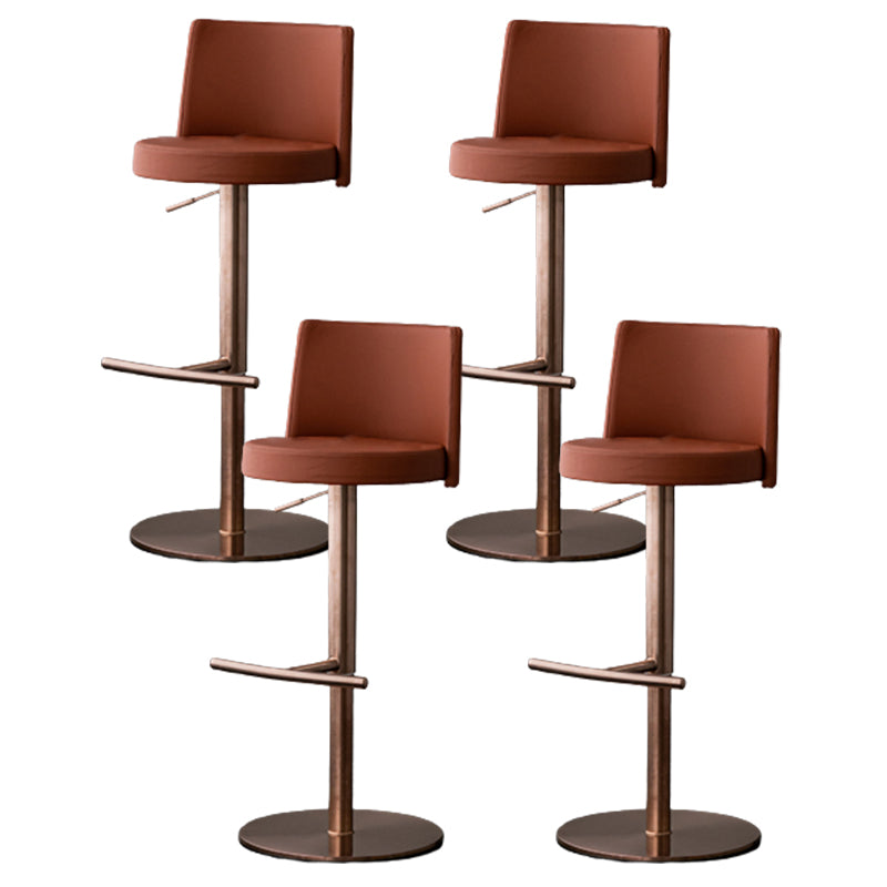 Modern Style Adjustable Counter Stool with Leather Cushion and Single Leg