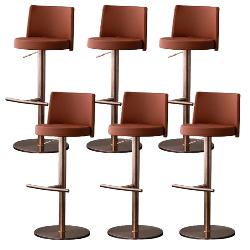Modern Style Adjustable Counter Stool with Leather Cushion and Single Leg