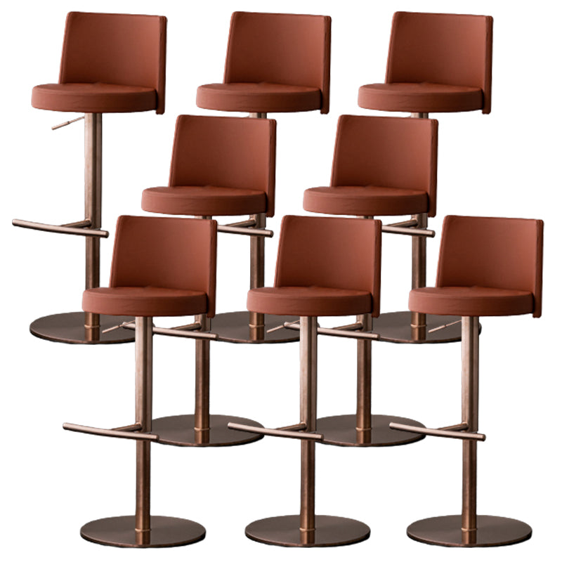 Modern Style Adjustable Counter Stool with Leather Cushion and Single Leg