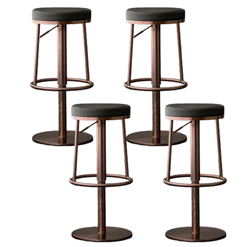 Modern Style Adjustable Counter Stool with Leather Cushion and Single Leg