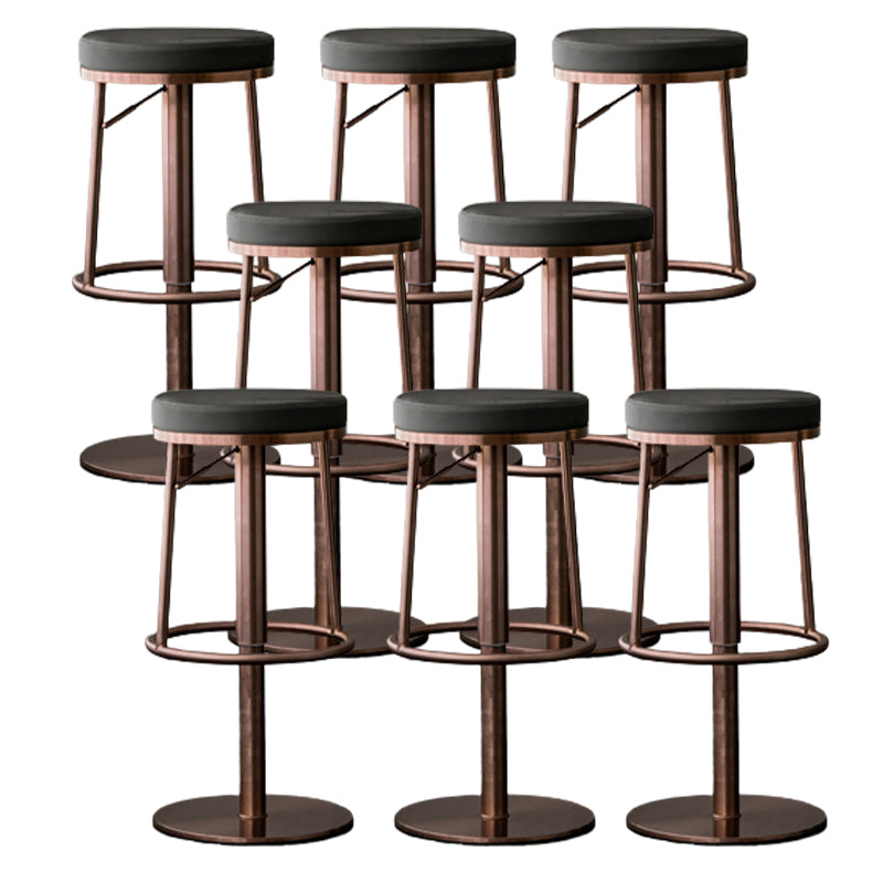 Modern Style Adjustable Counter Stool with Leather Cushion and Single Leg