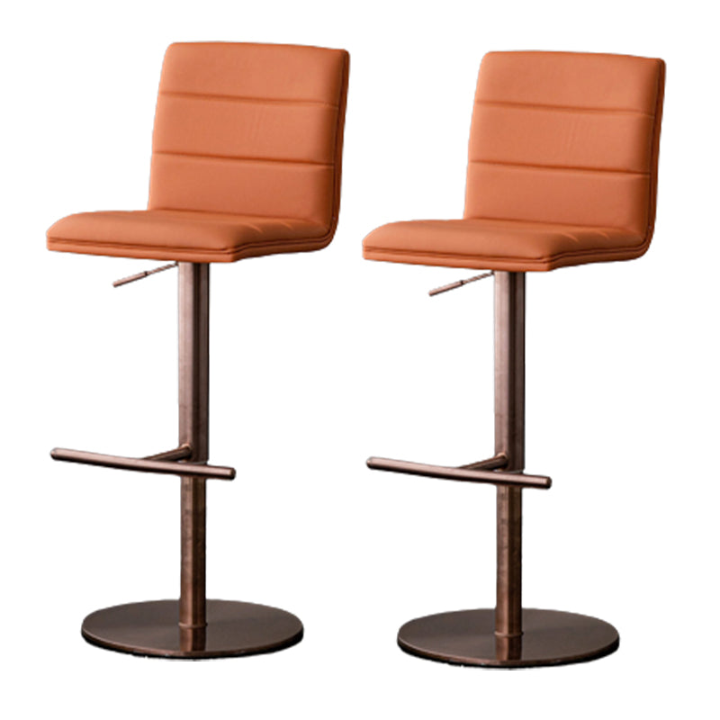 Modern Style Adjustable Counter Stool with Leather Cushion and Single Leg