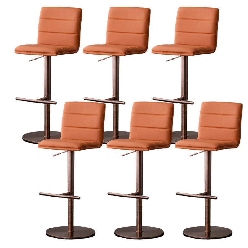 Modern Style Adjustable Counter Stool with Leather Cushion and Single Leg