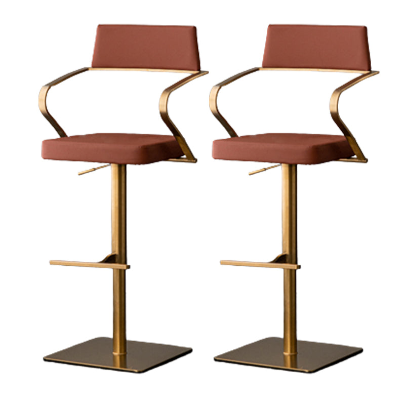 Modern Style Adjustable Counter Stool with Leather Cushion and Single Leg