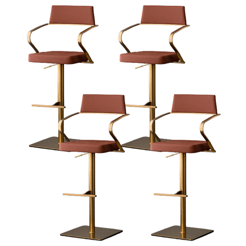 Modern Style Adjustable Counter Stool with Leather Cushion and Single Leg