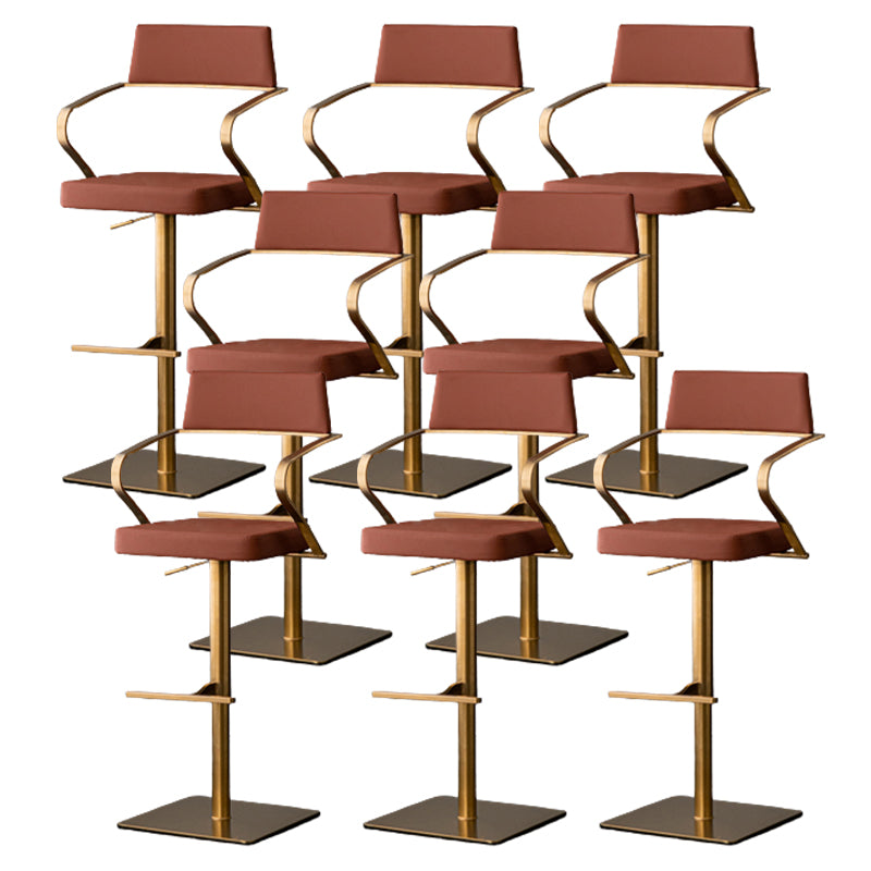 Modern Style Adjustable Counter Stool with Leather Cushion and Single Leg