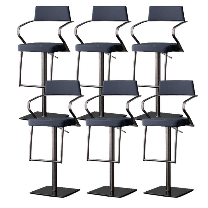 Modern Style Adjustable Counter Stool with Leather Cushion and Single Leg