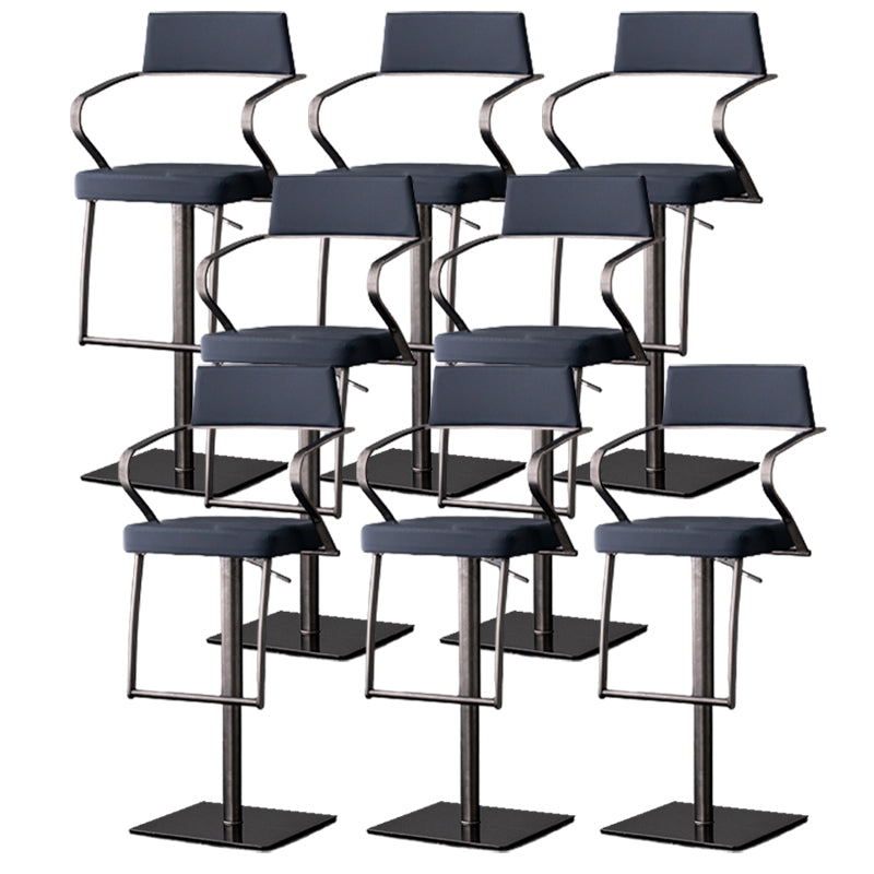 Modern Style Adjustable Counter Stool with Leather Cushion and Single Leg