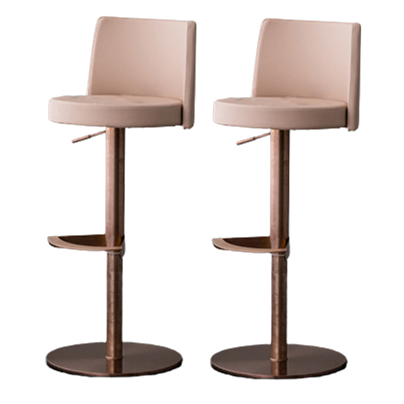 Modern Style Adjustable Counter Stool with Leather Cushion and Single Leg