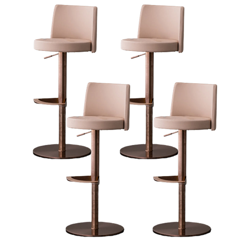 Modern Style Adjustable Counter Stool with Leather Cushion and Single Leg