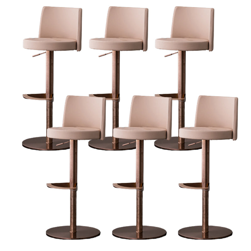 Modern Style Adjustable Counter Stool with Leather Cushion and Single Leg