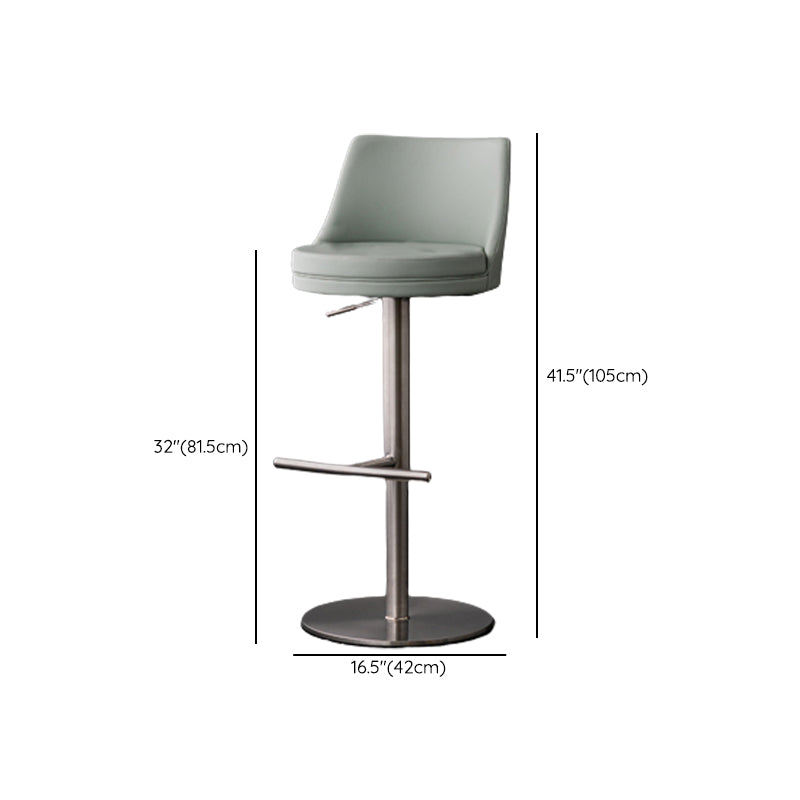 Modern Style Adjustable Counter Stool with Leather Cushion and Single Leg