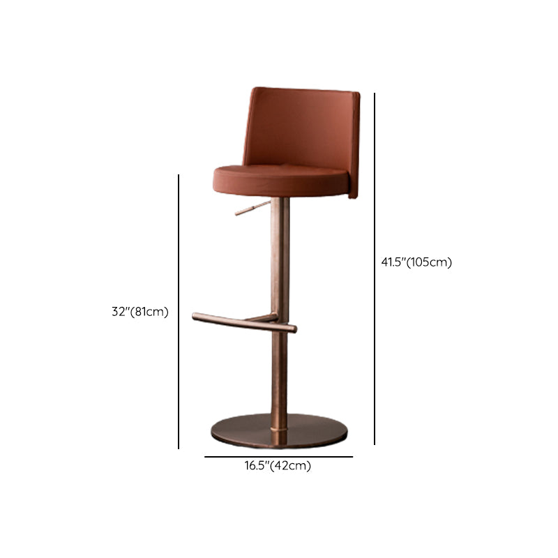 Modern Style Adjustable Counter Stool with Leather Cushion and Single Leg