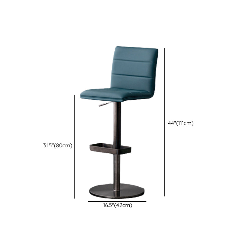 Modern Style Adjustable Counter Stool with Leather Cushion and Single Leg