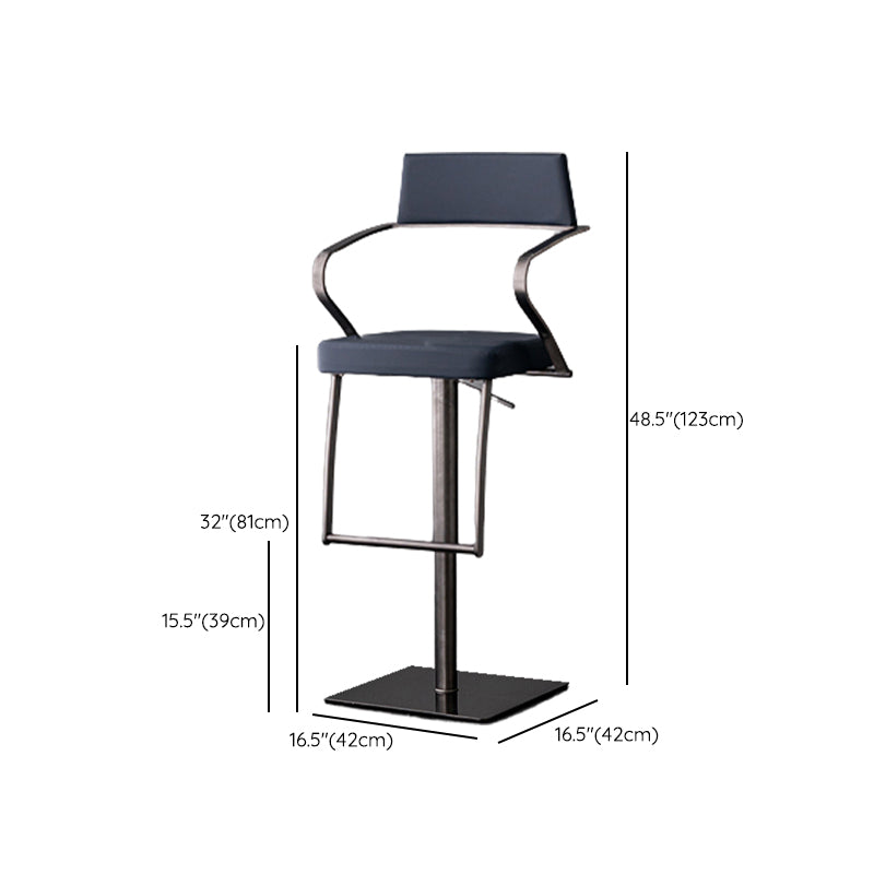 Modern Style Adjustable Counter Stool with Leather Cushion and Single Leg